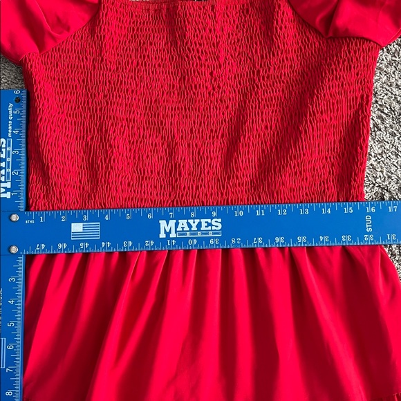 PRETTYGARDEN Women's Red Maxi Dress Puffy Sleeve Square-Neck Smocked - Size XL - Picture 8 of 8